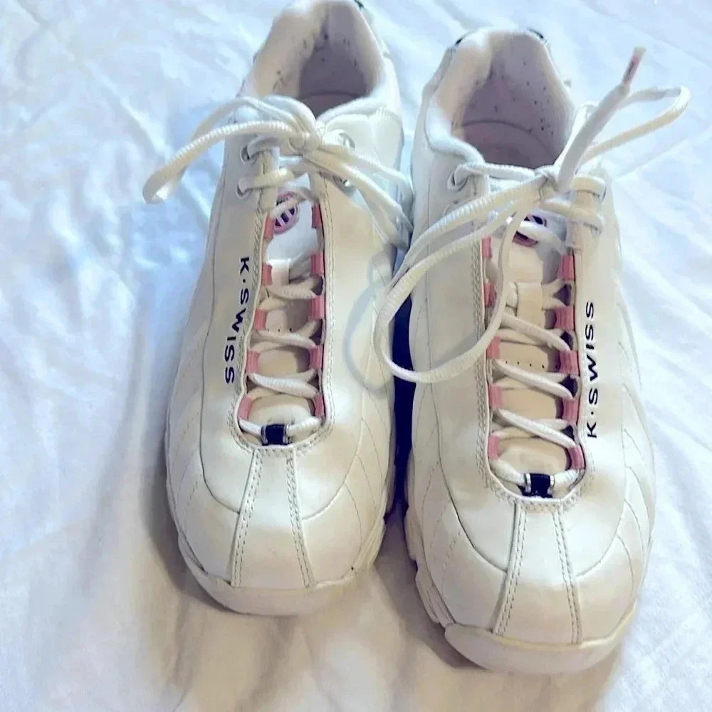 K Swiss White with Pink detail tennis shoes size 9.5